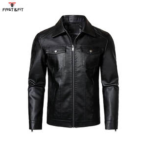 Veste en cuir véritable et toile pour homme, taille 8XL, mode automne-hiver, couleur unie, fermeture éclair sur le devant, imperméable et respirante pour homme - Product Image 2