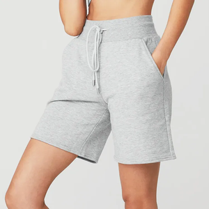 100% cotton womens summer <b>shorts</b> solid color mid waist lightweight breathable casual loose fit gym <b>shorts</b> hot sale custom made - Product Image 3