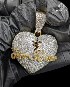 Pendentif Cœur Diamanté Givré Haute Demande, Bijoux Hip Hop, Vente en Gros, Meilleur Prix Direct Fournisseur Indien - Product Image 1