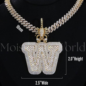 Collar con Colgante de Diamante Moissanite en Plata 925, Diseño Único, Joyería Hip Hop de Lujo, Disponible al Mejor Precio del Mercado - Product Image 2