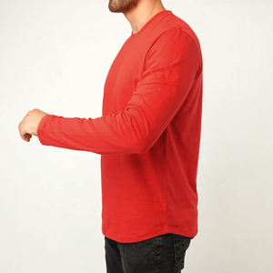 <b>Red</b> Best Color 100% Cotton Long Sleeves <b>T</b>-<b>Shirt</b> For <b>Men</b> Loose Fit Custom New Model Plain Cotton Long Sleeves <b>T</b> <b>Shirt</b> For <b>Men</b> - Product Image 5