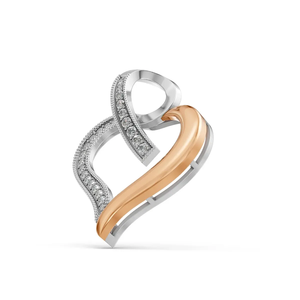 Colgante de Corazón Bicolor de Oro de 14 Quilates con Diamante Cultivado en Laboratorio de 0.33 CTW, Certificado IGI, Regalo de Boda, Diseño Curvo Moderno, Chapado en Rodio Amarillo - Product Image 4