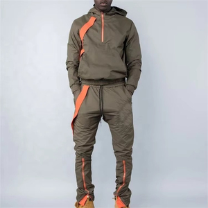Chándal de nailon de dos piezas personalizado para hombre, cortavientos informal de invierno con cremallera para correr largas distancias y entrenamiento físico. - Product Image 1
