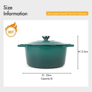Raylon RTS Non Toxique 5L 25cm Vert Pots <span class=keywords><strong>en</strong></span> <span class=keywords><strong>fonte</strong></span> <span class=keywords><strong>vintage</strong></span> Pots <span class=keywords><strong>en</strong></span> <span class=keywords><strong>fonte</strong></span> émaillée couverts Poêle à frire ronde - Product Image 3