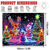 Bannière fluorescente de Noël avec motif bonhomme de neige, sapin de Noël, cerf - Brille dans le noir, personnalisable, décoration de fête directement de l'usine