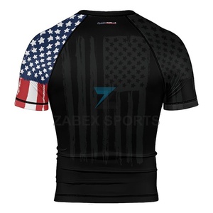 Rashguard de compression MMA de haute qualité pour hommes, personnalisable, manches courtes, extensible, ajusté, 200 GSM - Product Image 3