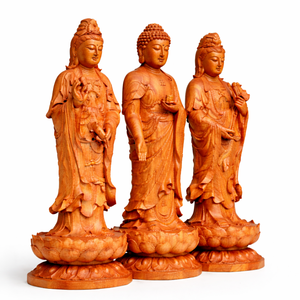 Conjunto de tres estatuas de madera de los Tres Santos - Product Image 5