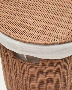 Oval Natural Rattan Storage <b>Basket</b> <b>With</b> <b>Lid</b> Rustic Style For Clothing Storage <b>With</b> Handles Oval Utility <b>Basket</b> - Product Image 6