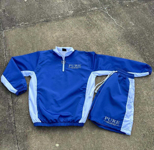 Ensemble de survêtement coupe-vent personnalisé respirant en nylon avec short et veste zippée deux pièces - Product Image 2