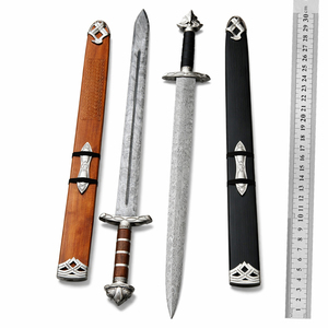 ดาบไวกิ้งเหล็กดามัสกัสทำมือ พร้อมปลอกดาบ สีดำและสีน้ำตาล ของขวัญวันเกิดและวันครบรอบ - Product Image 1