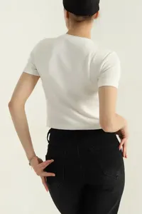 Camiseta personalizada lisa, informal, de manga corta y duradera para mujer, camiseta con logotipo personalizado para mujer, tela de alta calidad, camiseta para mujer - Product Image 5