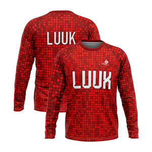 Camiseta de Manga Larga con Cuello Redondo, Diseño de Puntos Rojos, Impresión por Sublimación, Secado Rápido, Top Deportivo para Hombre, Todas las Temporadas - Product Image 3