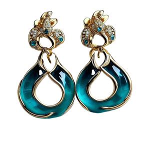 Pendiente de Plata de Ley 925, pendiente de piedras preciosas verdes chapado en oro de 18 quilates para mujeres y niñas, pendiente - Product Image 2