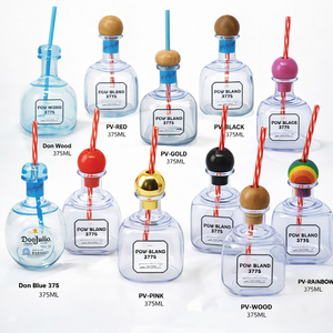 Vaso de Licor de Plástico PET de 375 ml, Mini Botella con Pajita Reutilizable, Artículos de Bar Personalizados - Product Image 1