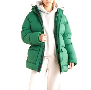 Chaqueta de Plumón con Capucha Verde para Mujer, de Primera Calidad, Cierre de Cremallera, Manga Larga, Abrigo Acolchado Cálido para Invierno, Ropa Exterior Informal - Product Image 1