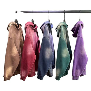 เสื้อฮู้ดดี้ผ้าฟลีซคอตตอน 100% สำหรับผู้ชาย ล้างสีแบบแอซิดวอช ดีไซน์วินเทจล่าสุด ขายส่ง บริการ OEM ระบายอากาศได้ดี - Product Image 6