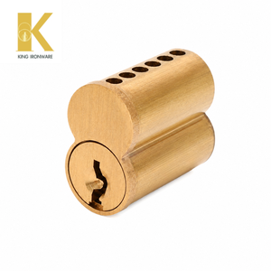 Cylindre à noyau interchangeable petit format, plusieurs options de rainures, laiton satiné, 6 rainures en H pour la sécurité des bâtiments commerciaux - Product Image 1