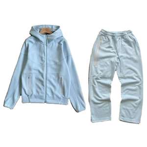 Ensemble sweat à capuche et pantalon de survêtement en molleton technique personnalisé avec logo pour homme, fermeture éclair intégrale, 3 panneaux, imprimé tendance, sweat à capuche pour homme, survêtement - Product Image 1