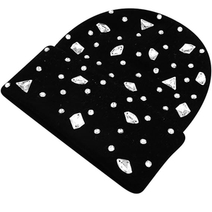 Custom Black Rhinestone Beanie Hat Rib Knit Winter Warm <b>Cap</b> Women <b>Men</b> Soft Stretch Streetwear Skull <b>Cap</b> Hat - Product Image 3