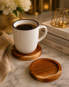 Premium Handcrafted Wooden Round <b>Coaster</b> Set of 4 Natural Wood Tea & Coffee Cup <b>Coasters</b> Heat Resistant <b>Drink</b> Table Protection - Product Image 2