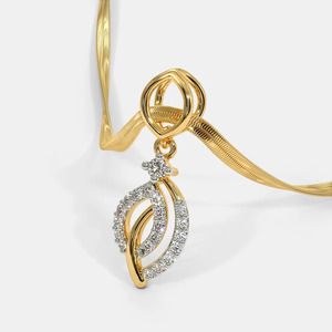 Yellow Gold Double Oval Swirl Lab Grown Diamond Pendant Necklace - Product Image 3