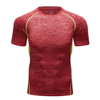 Chemises de compression ajustées pour hommes, manches courtes, confortables, pour la gym, l'entraînement et le fitness, évacuant l'humidité, fournies par l'usine.