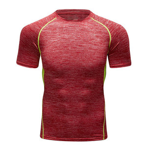 Factory Supply <b>Men</b> Slim Fit <b>Compression</b> <b>Shirts</b> Short Sleeves Comfortable Gym Workout Fitness Training Wear Moisture Wicking - Product Image 1