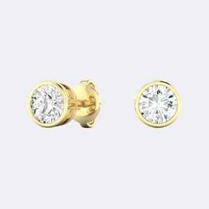 Boucles d'oreilles de luxe en or 9 carats plaqué or, serties de diamants de laboratoire de couleur E, taille ronde, 0,50 carat au total, certifiées IGI - Product Image 5