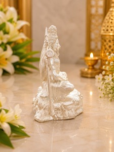 Idole de Mahadev plaquée argent 999 de Jaipur Metals |   Statue du Dieu Shiva 100% en laiton |   4 x 4,5 x 6,1 cm |   55 g |   Pooja et Cadeau - Product Image 5