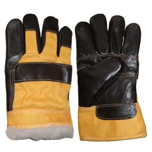 Gants de sécurité de qualité supérieure pour monteurs canadiens, robustes, avec manchette renforcée, en cuir de vachette grainé, dos en coton et fourrure. - Product Image 2