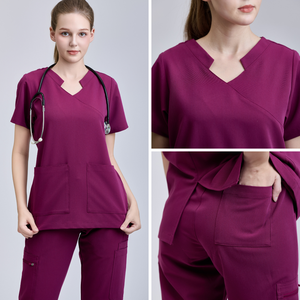 HOT SELLING Hospital Medical Clothing Rayon/PE/Spandex Fashionable medical <b>scrubs</b> sets women nurse wide leg - LOW MOQ - OEM/ODM - Product Image 5