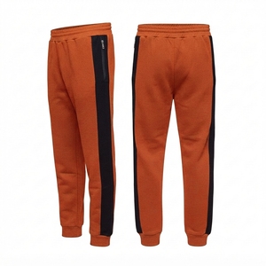 Pantalon de survêtement gris en coton pour garçons avec bandes latérales noires, taille élastique, décontracté, longueur intégrale, pour l'automne - Product Image 5