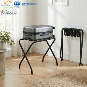 Portaequipajes Plegable 2 en 1 con Placa Superior de Madera, Soporte Metálico para Maletas, Mesa Auxiliar para Habitación de Hotel - Product Image 3
