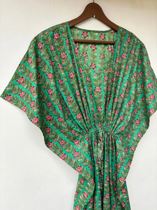 ชุดเดรสคาฟทันพิมพ์ลายสัตว์ คอวี แขนสั้น ผูกเชือก ทรงเข้ารูป กระโปรงบาน ผ้าฝ้ายอินเดีย 100% เนื้อผ้าเรียบลื่น ใส่สบายสำหรับฤดูร้อน แต่งลูกไม้ สำหรับผู้หญิง - Product Image 2