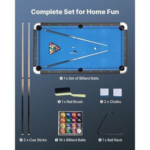 ชุดโต๊ะพูลแบบพกพาขนาด 7 ฟุต ปรับระดับได้ พร้อมชั้นวางลูกและไม้คิว อุปกรณ์เกมส์เพื่อความบันเทิงที่มั่นคง - Product Image 2