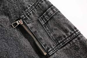 Adjustment Collar Winter Outerwear Warm Denim <b>Jackets</b> for Men & <b>Women</b> Ribbed Cuff & Hem Streetwear Zip-Up Black Denim <b>Jacket</b> - Product Image 5