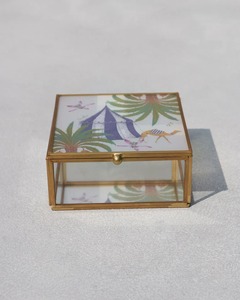 กล่องใส่เครื่องประดับโลหะแก้วทำมือ พร้อมฝาปิดลายพิมพ์โบราณสีสันสดใส - Product Image 3