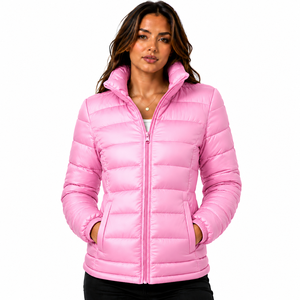 Veste matelassée légère et respirante jaune pour femme, manches longues, col montant, fermeture éclair, vêtement d'extérieur d'hiver - Product Image 4