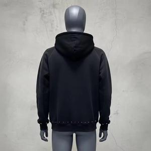 Sweat à capuche pour homme en molleton tissé 100% coton, avec strass, coupe oversize, épais, hiver, impression personnalisée, broderie 3D, couleur unie - Product Image 5