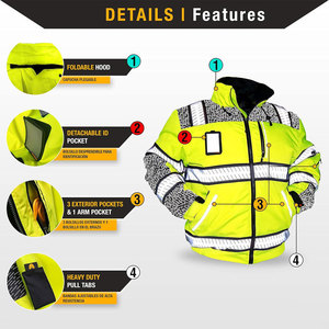 Perfectionists CE Certified Unisex Wholesale Quality <b>High</b> <b>Visibility</b> Breathable Cotton Zippered Reflective <b>Softshell</b> Needle - Product Image 3