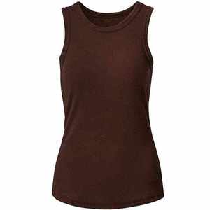 Spandex/Polyester Women's Solid Short Jersey Tank <b>Top</b> ODM Front Logo Casual Summer Breathable Loose Fit Sleeveless Basic <b>Top</b> - Product Image 6