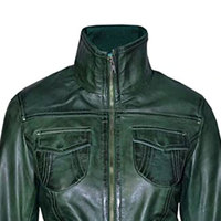 Blouson Bomber en Cuir Vert de Haute Qualité OEM pour Femme, Grande Taille, Léger, Hiver, Fermeture Éclair, Tricoté, Respirant, En Promotion