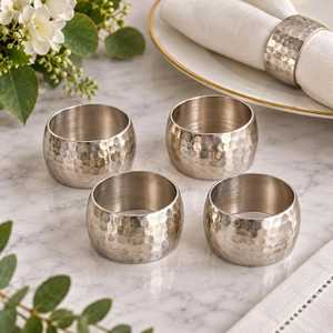 Ensemble de 4 anneaux de serviette de style américain, finition argentée, fournitures pour événements, designs personnalisables et anneaux de serviette en métal durables pour la table - Product Image 4