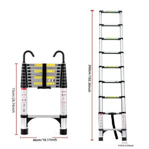 8.5FT Telescopic <b>Aluminum</b> Alloy <b>Ladder</b> Multi-Purpose Folding with Triangular Support Hooks for Various Uses - Product Image 3