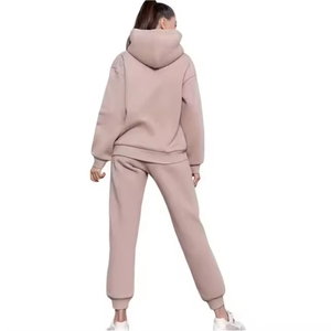 Conjunto de Sudadera Unisex de Color Sólido con Cierre de Cremallera, Manga Larga, Estilo Casual Urbano, Corte Holgado, Bolsillos Laterales, Algodón Ligero - Product Image 4