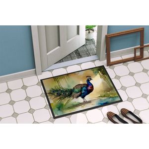 พรมเช็ดเท้าลายนกยูงใหม่พรมทางเข้าประตูทางเข้าสำหรับประตูด้านหน้า18H x 27W กันลื่นซักได้ - Product Image 4