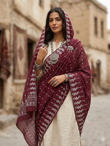 Wholesale AHE Cotton Voile <b>Shawls</b> Women Lace <b>Silver</b> Zari Rhinestone Embroidered Floral Pattern Soft Lightweight Breathable - Product Image 3