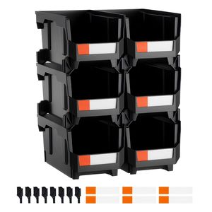 Set di 6 Contenitori Impilabili in Plastica 14,8 X 8,5 X 7,1 Pollici per Organizzazione e Stoccaggio nell'Armadio - Product Image 1