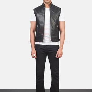 Wholesale New Loose Fit Top Selling <b>Leather</b> <b>Vest</b> Custom Size <b>Leather</b> <b>Vest</b> Solid Colo Breathable <b>Leather</b> <b>Vest</b> For Online Sale - Product Image 2