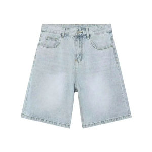 Shorts en jean décontractés extensibles style streetwear, noirs déchirés, en coton biologique, taille élastique, séchage rapide - Product Image 3